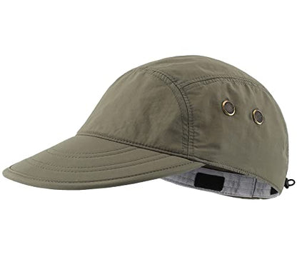 Connectyle Mens Foldable UV Protection Sun Hat with Removable Neck Flap Outdoor Adventure Sun Cap for Fishing Hiking Safari - color: Light Army Green