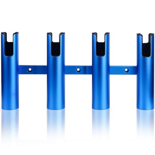Aluminum Fishing Boat Rod Holder,3/4 Link Tube Aluminum Rod Rack, Suit Boats & Yacht ,Silver - color: Blue 4 Tube