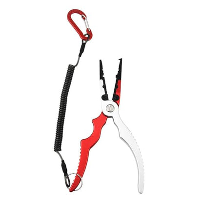 Multi-Functional Fishing Pliers – 1 Set Aluminum Alloy Fishing Pliers with Molded PVC Sheath & Steel Wire Lanyard for Outdoor Fishing, Durable & Portable Fishing Tool