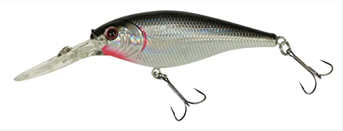 Berkley Flicker Shad Fishing Lure, Black Silver, 5/16 oz, 2 3/4in | 7cm Crankbaits, Size, Profile and Dive Depth Imitates Real Shad, Equipped with Fusion19 Hook - color: Black Silver, size: 2 3/4in - 5/16 oz