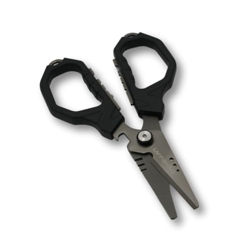 Serrated Blades 2.0 Fishing Scissors - Grip and Cut Fishing Lines with Precision, Non Slip Grip, Serrated Blades, Black - color: Black