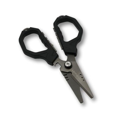 Serrated Blades 2.0 Fishing Scissors - Grip and Cut Fishing Lines with Precision, Non Slip Grip, Serrated Blades, Black - color: Black