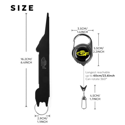 SF 3 in 1 Black Fly Fishing Nipper Fly Line Cutter Knot Tying Tool - style: Large-E