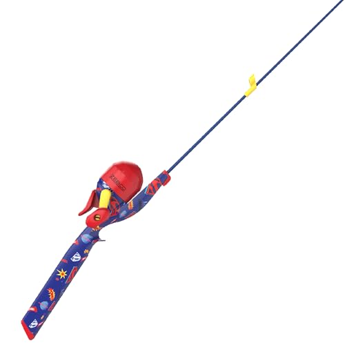 Zebco Youth Floating Spincast Reel and Fishing Rod Combo, Pre-Spooled with 6-Pound Cajun Line - color: Blue/Red/Yellow