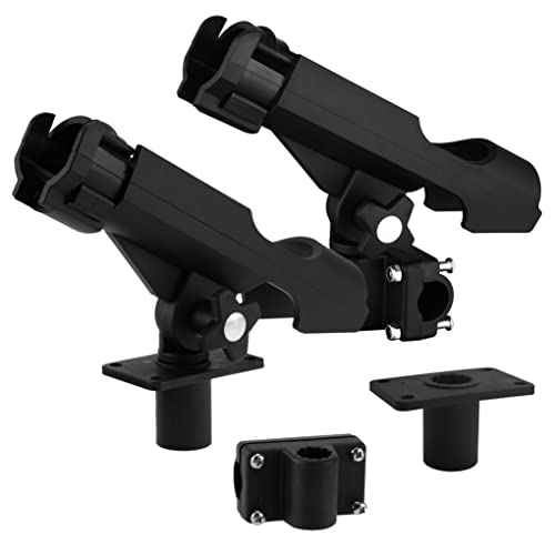 HiUmi Adjustable Black Fishing Rod Holder for Boat Kayak Swivel Side Mount Kits Tackle - color: RH40-2Pack