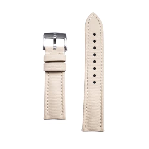 Anchor Strap Co | Classic Sailcloth Watch Strap | Marine-Grade Outer + Caoutchouc Rubber Lining | Water-Resistant | Brushed 316L Stainless Steel Buckle | Fits 6.25–8.25in Wrists - color: Marine Sand, size: 20 mm