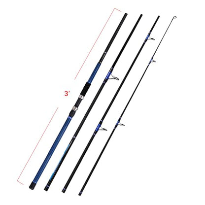 Fiblink Surf Fishing Rod Carbon Surf Spinning Rod Portable Travel Saltwater Beach Blue Surf Rod with SuperPolymer Handle 8'6"/9'/10'/12'/15' - style: 12'-4pc-h Spin