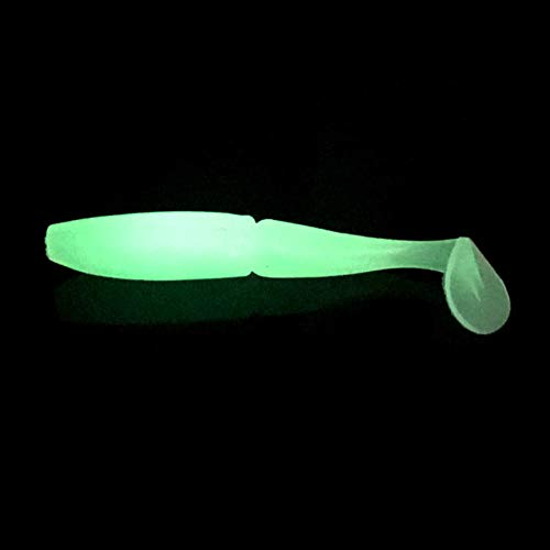6pcs/lot Paddle Tail Soft Grubs Glow in Dark T Tail Lure Jig Head Soft Lure for Bass Fishing Mandarin Fishing