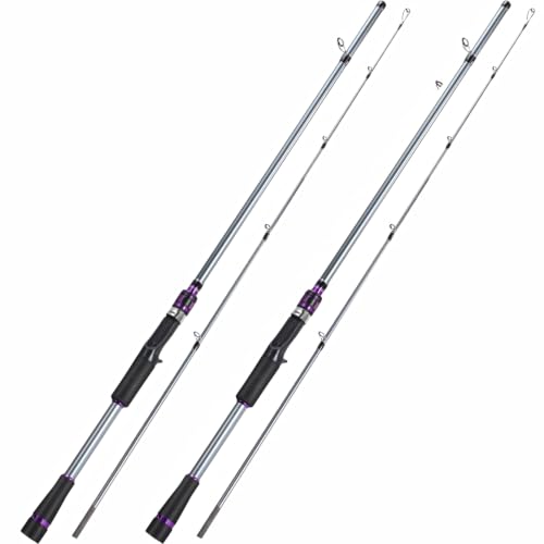 DC Baitcasting Combo, Smart Digital Brake Reel, 4-Section Carbon Rod, Tackle Bag, Line & Lures, Complete Travel Kit for Bass Freshwater - color: Only Casting Rod-2PACKS- 5‘6“- Purple