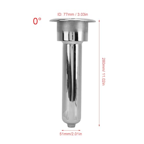 Heavy Duty Stainless Steel Deluxe Rod Holders, 2 in 1 Flush Mount Fishing Rod Pole Holders, 0 15 30 Degree Boat Fishing Rod Cup Holder 280mm Round Top Cup Holder for Yacht Ship - style: 0 Degrees