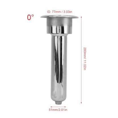 Heavy Duty Stainless Steel Deluxe Rod Holders, 2 in 1 Flush Mount Fishing Rod Pole Holders, 0 15 30 Degree Boat Fishing Rod Cup Holder 280mm Round Top Cup Holder for Yacht Ship - style: 0 Degrees