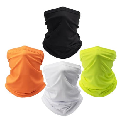 Fishing Neck Gaiter, Sun Protection Face Mask, Cooling Neck Shield Scarf Cycling Balaclava Bandana for Men and Women - color: Black+white+orange+neon Yellow