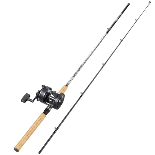 Sougayilang Fiberglass Fishing Pole Conventional Reel Combo with Durable P-Cork Rod Handle, Medium Heavy for Catfish Salmon and Steelhead - size: 9'0" MH- Fast with 4000 Reel Left Handed