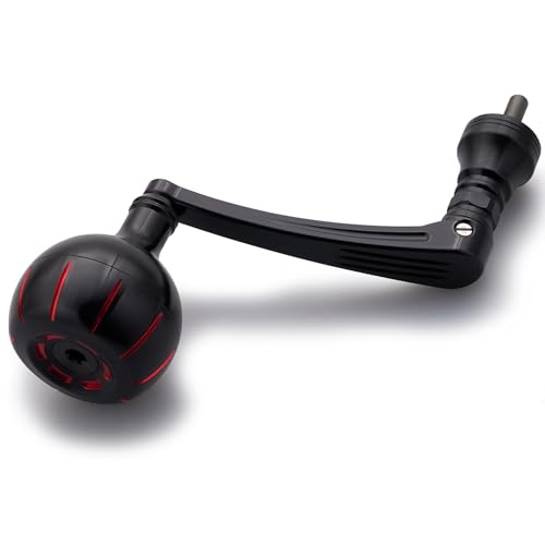 HEIGHTEN Fishing Reel Handle for Penn Spinfisher VI/Slammer III IV/Battle II III/Pursuit III IV/Fierce II III - color: Black & Red - 75mm Handle 42mm Knob, size: For Size 5500-6500 - CNC Machined