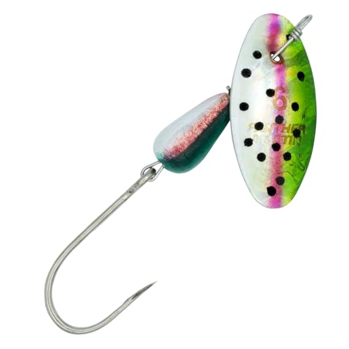 Panther Martin PM Single Hook Barbless Teardrop Spinners Fishing Lure Catches Trout, Perch, Crappie, Bluegill, Warmouth, Pumpkinseed & more - color: Barbless Rainbow Trout, size: 6 (1/4 oz.)