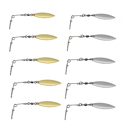 Fishing Spinner Blades Spinnerbait Smooth Nickel Spoons Rigs Fishing Spoons Lures Beetle Spins Pan Fish Bass Fishing Lures Accessories - color: Leaf - 10pcs
