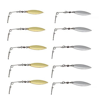 Fishing Spinner Blades Spinnerbait Smooth Nickel Spoons Rigs Fishing Spoons Lures Beetle Spins Pan Fish Bass Fishing Lures Accessories - color: Leaf - 10pcs