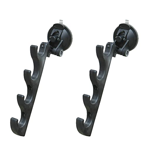 Pmsanzay Adjustable Horizontal Fishing Rod Storage Rack Holder with Suction Cups Attach for Vehicle Car/Truck/SUV/Boat/Smooth Glass - to Hold 4 Fishing Rods - Easy to install and remove