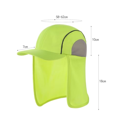 High Visibility Reflective Work Safety Hat Wide Brim Boonie Sun Hat UV Protection Fishing Cap with Neck Flap - color: Yellow