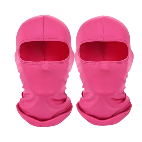 2 Pieces Thin Balaclava Ski Mask Head Mask Full Face Mask Windproof Sun UV Protection Hood for Women Men - color: Pink+pink