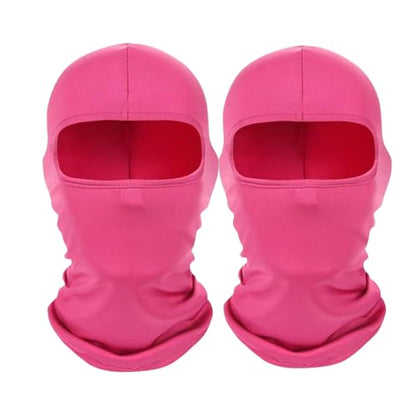 2 Pieces Thin Balaclava Ski Mask Head Mask Full Face Mask Windproof Sun UV Protection Hood for Women Men - color: Pink+pink