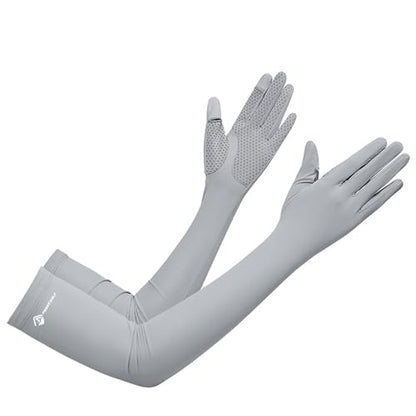 Summer-UV-Sun-Protection Gloves Outdoor Long Arm Driving-Gloves for Women - color: Grey