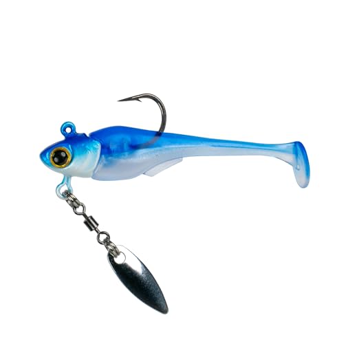 6th Sense – Pecos Underspin Crappie Fishing Lure Kit with 1/8 oz Jig Head and 2 in Swimbaits - color: Royal Minnow, style: Willow Blade