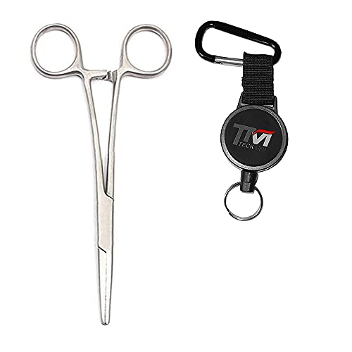 7inch Fishing Pliers Hemostat Straight Forceps Tweezers Clamp Hook Remover Tool with Retractor for Anglers Vest Pack Tool Gear Assortment Combo