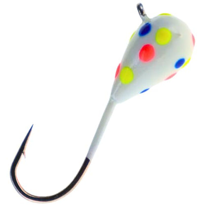 Reaction Tackle Tungsten Ice Fishing Jigs, Tear Drop Jig Heads that Glow with UV Light for Panfish, Crappie, Walleye, Perch, Trout and Bluegill - color: Wonder Glow Spots 6-pcs, size: 7 mm Long