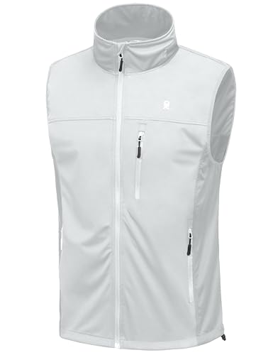 Little Donkey Andy Men's Lightweight Softshell Vest, Windproof Sleeveless Jacket for Running, Hiking, Cycling, Golf - color: White, size: Small