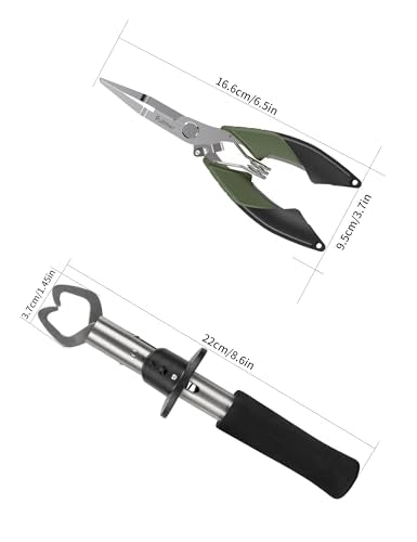Fishing Tools Kit,Fishing Hook Remover Pliers | Fish Lip Gripper, Muti-Function Fishing Gear with Lanyard, Saltwater Resistant Fishing Accessories - color: 6.5"Fishing Pliers Green