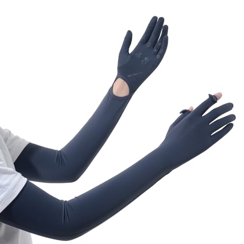 Full Finger UV Protection Gloves Driving Gloves Women, Breathable Touchscreen UPF Glove Sun Protection Glove - color: Dark Gray B-a, size: One Size