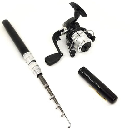 Pocket Mini 38inches Telescopic Pen Fishing Rod and Reel Combo, Portable Fishing Pole with Line Lure Hook for River Lake Reservoirs Ice Etc - color: With Accessory Kit