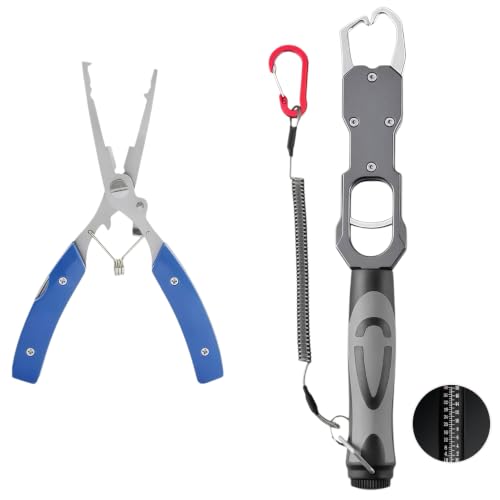 Fish Lip Gripper，Fish Gripper with Scale & Multi Fishing Pliers Set | 40LB Fish Grabber Fishing Gripper, 360° Swivel Handle, Rust Resistant Pliers, Saltwater & Freshwater Fishing