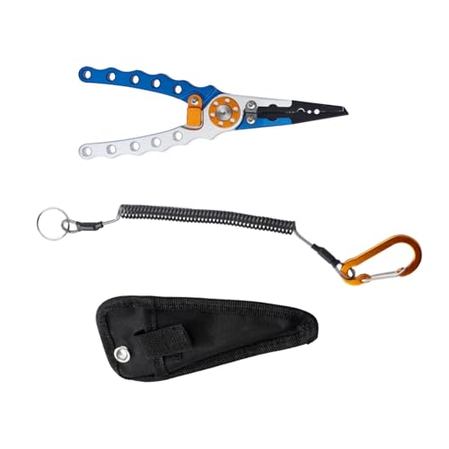 DAGIJIRD Fishing Pliers Hook Remover, Fishing Scissors Braid Line Cutter with Safety Lock