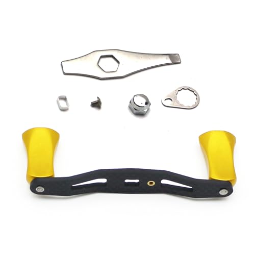 Mr. Z 95mm Carbon Fiber Baitcasting Reel Handle Compatible for Abu Garcia Shimano Daiwa Light Weight Low Profile Casting Reel - color: Metal Golden, size: Left-handed