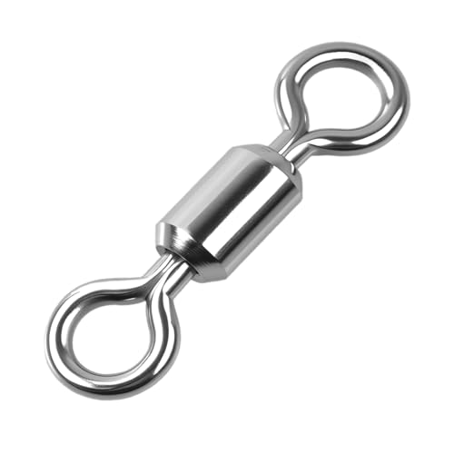 100 Pcs Fishing Swivels Saltwater, 100% 304 Stainless Steel Power Swivel Corrosion Resistance Barrel Swivels High Strength Freshwater Fishing Line Lure Leader Connectors - size: 5# 0.55" / 130LB
