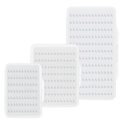 3 Pcs Fly Clear Boxes for Fly Fishing Jig Boxes 3 Sizes Thin PP Tackle Storage Case with High-density Foam Transparent Lid Waterproof Jig Lures Box Large Capacity