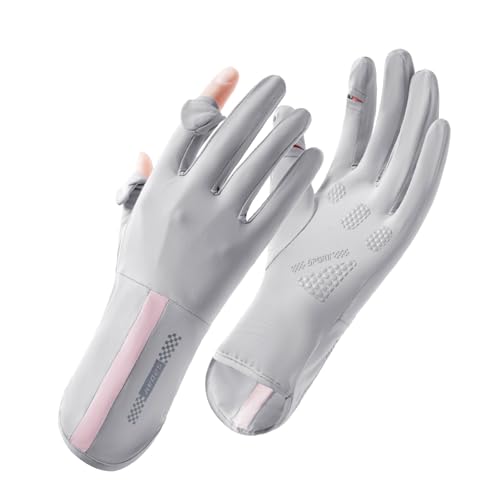 Full Finger UV Protection Gloves Driving Gloves Women, Breathable Touchscreen UPF Glove Sun Protection Glove - color: Platinum Gray-ad, size: One Size