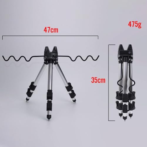 Aluminum Retractable Fishing Tripod Stand, Foldable Rod Holder with Ground Spikes, Adjustable Height Pole Rack for 7 Rods, Portable for Outdoor Camping, Blue 47.2 Inch