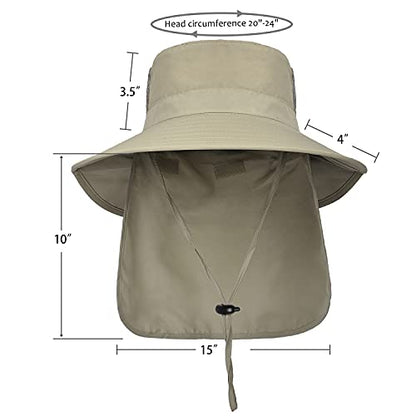 Catalonia Sun Hat for Men,Outdoor Wide Brim Hat with Neck Flap Cover for Fishing Hiking Safari Gardening - color: Olive / Side Mesh