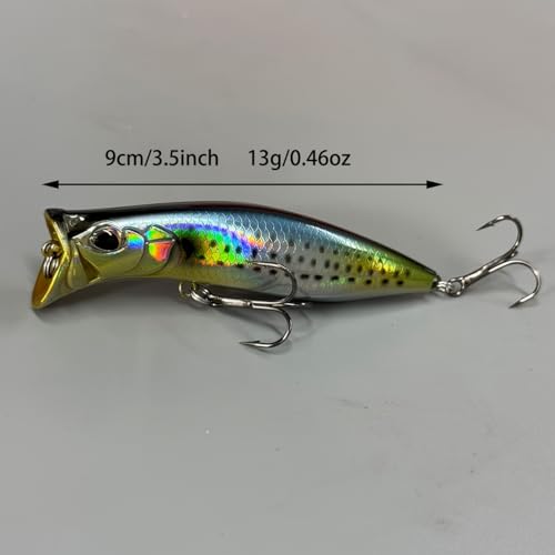 9cm/13g 3pcs/Box Floating Topwater Fishing Lures Surface Popper Fishing Lure Long Casting Artificial Bait Topwater Pencil Swimbait Wobblers Flounder Sea Bass Pike - color: B