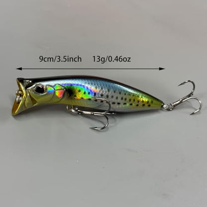 9cm/13g 3pcs/Box Floating Topwater Fishing Lures Surface Popper Fishing Lure Long Casting Artificial Bait Topwater Pencil Swimbait Wobblers Flounder Sea Bass Pike - color: B
