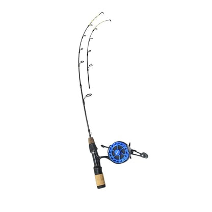 Alichino Ice Fishing Rod and Reel Combo Aluminum Inline Reel 26 Inch M/ML Rod Ice Jigs Set Box 8X PE Line Full Fishing Kit for Winter - color: Reel,Rod and PE Line Set