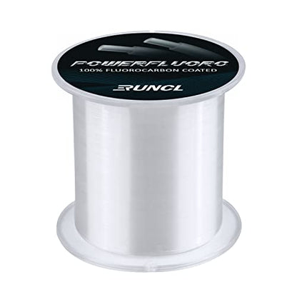 RUNCL Fluorocarbon Fishing Line, PowerFluoro Clear Ice Fishing Leader Line - Virtually Invisible, Faster Sinking, Extra Sensitivity, 300/500/1000yds, 5-32lb Break Strength, Fishing Gifts - size: 5 lb - 1000 yds