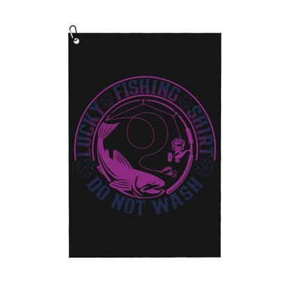 NIENIE Lucky Fishing Shirt Do Not Wash Golf Towel 16 x 24 Inch Golf Towels for Golf Bags with Carabiner Clip Microfiber Sports Golf Towel Men Women Golf Accessories