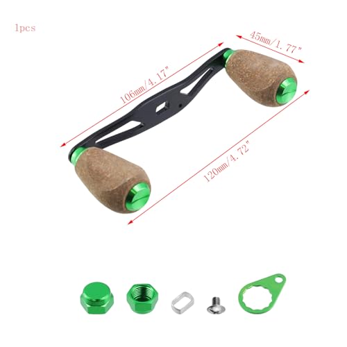 Fishing Reel Handle Replacement Parts Green Fishing Baitcasting Reel Handle Rocker Arm Girp Fishing Rod Spinning Reel Grip with Wood Knob - color: Green