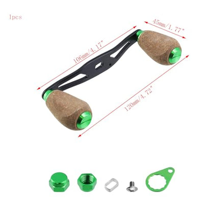 Fishing Reel Handle Replacement Parts Green Fishing Baitcasting Reel Handle Rocker Arm Girp Fishing Rod Spinning Reel Grip with Wood Knob - color: Green