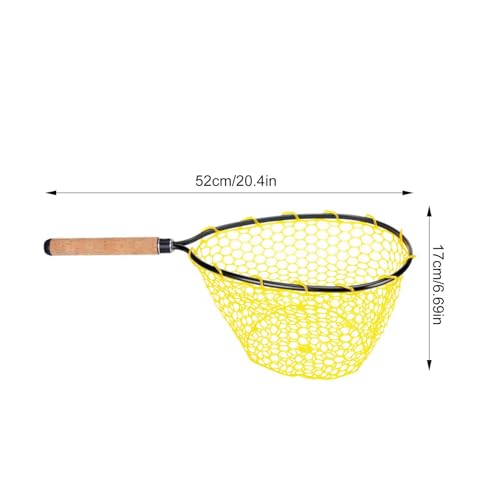 Trout Net Fine Mesh Handle Catch-Release | Fishing Landing Net for Lake River Trout Fishing - size: Cork handle fishing net