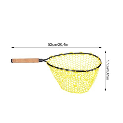 Trout Net Fine Mesh Handle Catch-Release | Fishing Landing Net for Lake River Trout Fishing - size: Cork handle fishing net